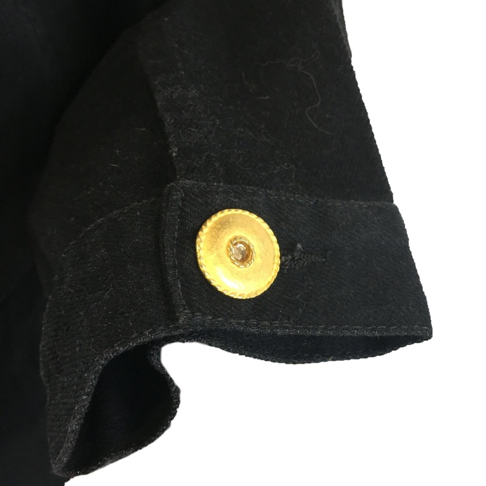 David David Vintage Denim Jeans Gold Trim Black 1980’s Style Short Jacket Coat - Picture 5 of 12